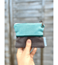 Handmade Small Fabric Brown and Turquoise Purse - Fabric Pouch  - Misty Moorland