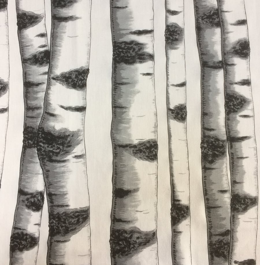 Contemporary Monochrome Black and White Silver Birch Bark Tree Fabric Lampshade