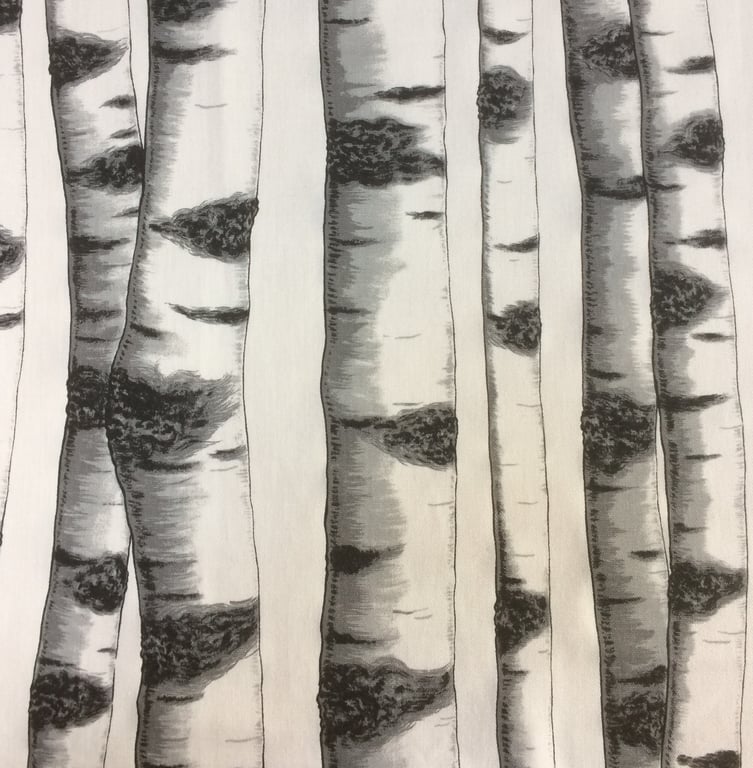 Contemporary Monochrome Black and White Silver Birch Bark Tree Fabric Lampshade