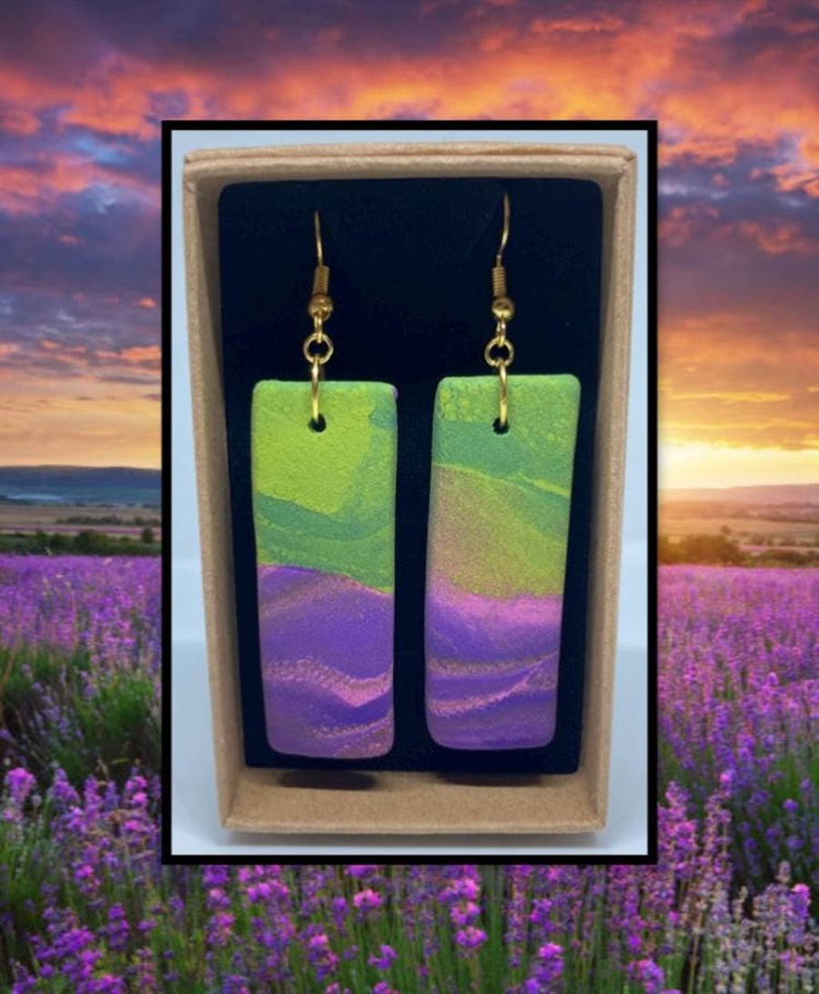 Lavender fields lightweight clay earrings