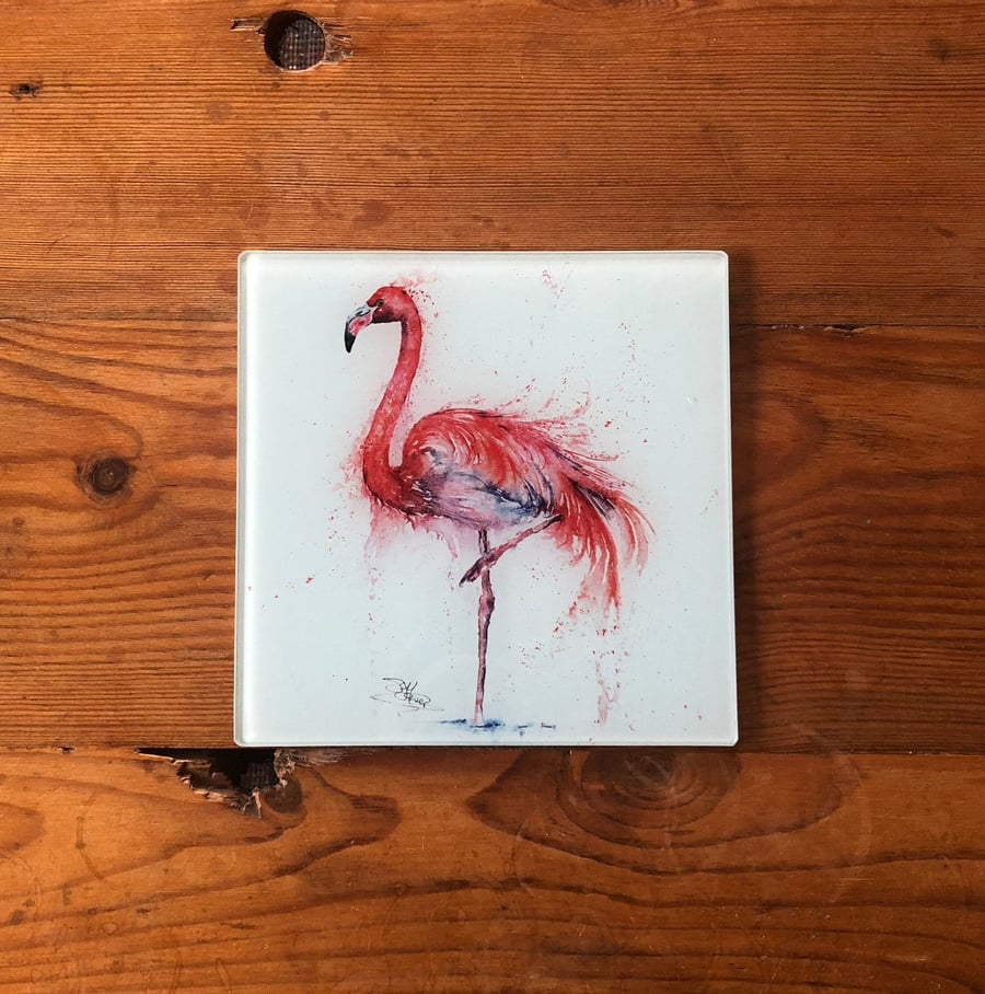Flamingo Glass Trivet, Flamingo Pot Stand, Table Mat, Placemat, Hot Plate Table 