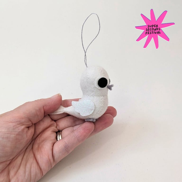 White Sparkly Bird - Hanging Decoration - Super Seconds Festival