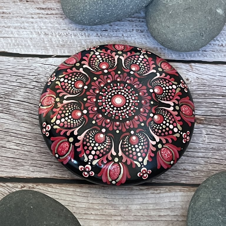 Perfectly Imperfect 37cm Cir Pink Mandala Art Stone Acrylic Hand Painted Stone