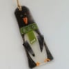 Festive penguin tree decoration, fused glass Christmas hanger, seasonal decor. 