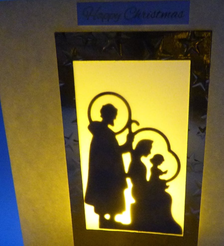Mary Joseph & Jesus shadow Christmas card