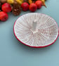 Handmade mushroom trinket dish, clay autumn home decor