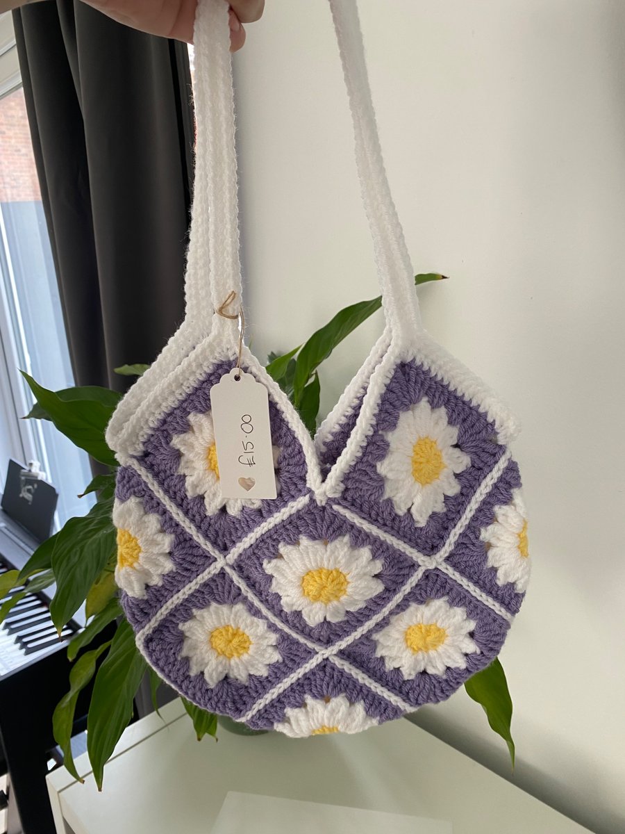 Crochet Granny Square Daisy Bag