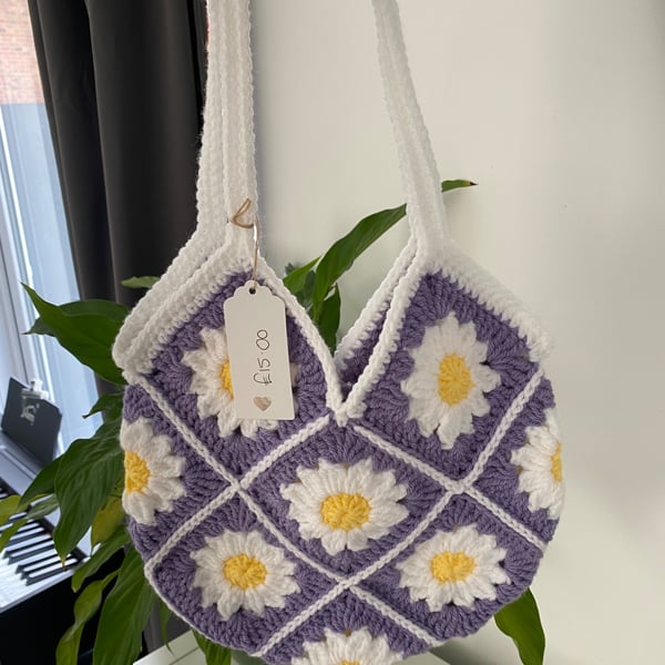 Crochet Granny Square Daisy Bag