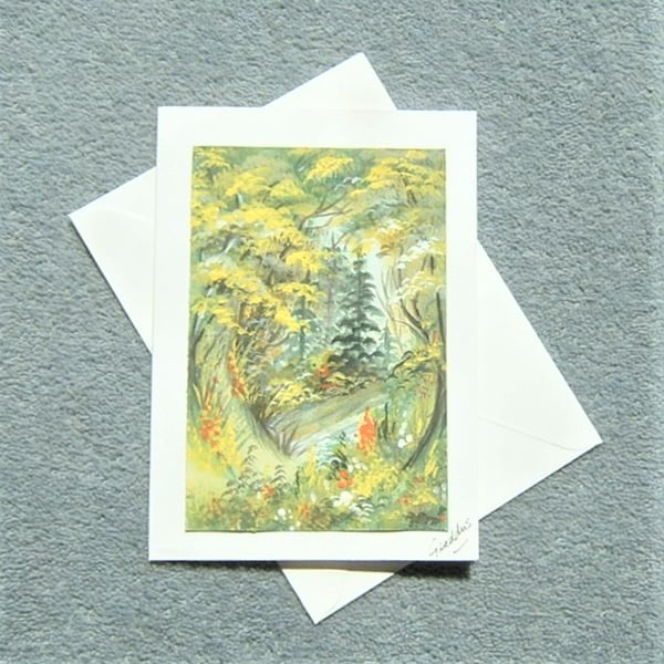 hand painted woodland greetings card blank ( ref F 308)
