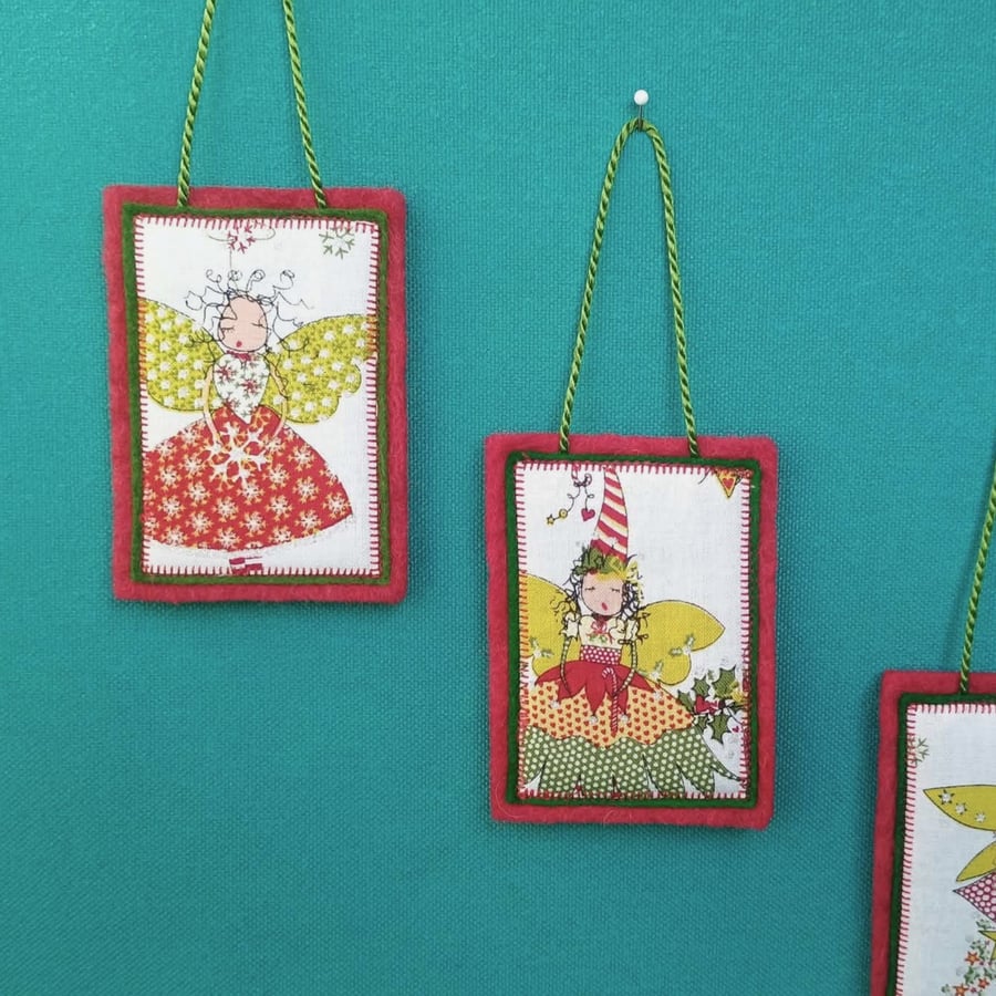 Image of Christmas Decoration Festive Pixie - hanging felt and fabric ornament