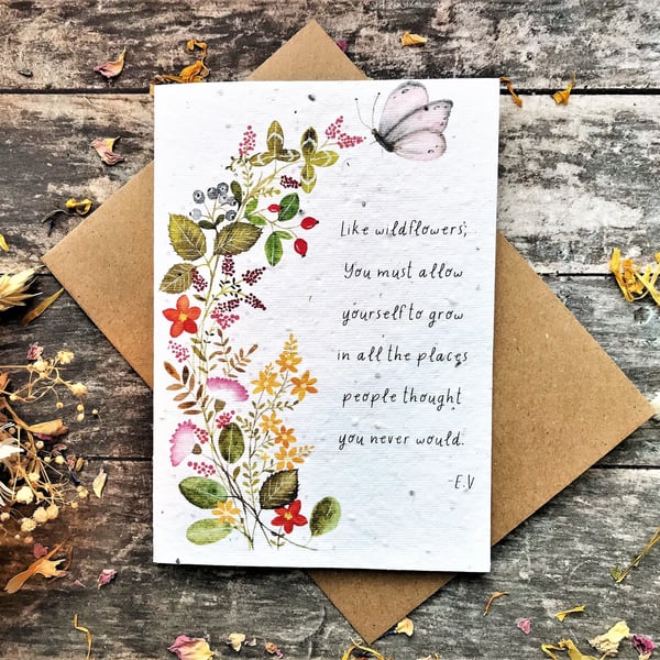 Plantable Seed Paper Greeting Cards, Inspirational Quotes ,Positive quotes cards