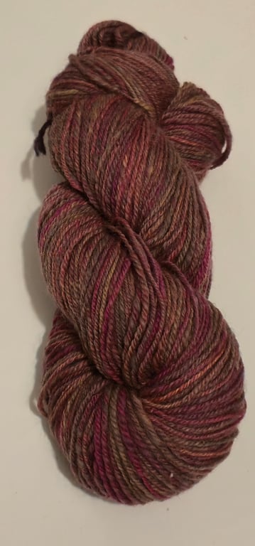 Handspun Dark pink Corriedale yarn from Countess Ablaze fibre