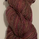 Handspun Dark pink Corriedale yarn from Countess Ablaze fibre