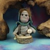 Tiny scavenging Earth Troll 'Stum' 2" OOAK Sculpt by Ann Galvin