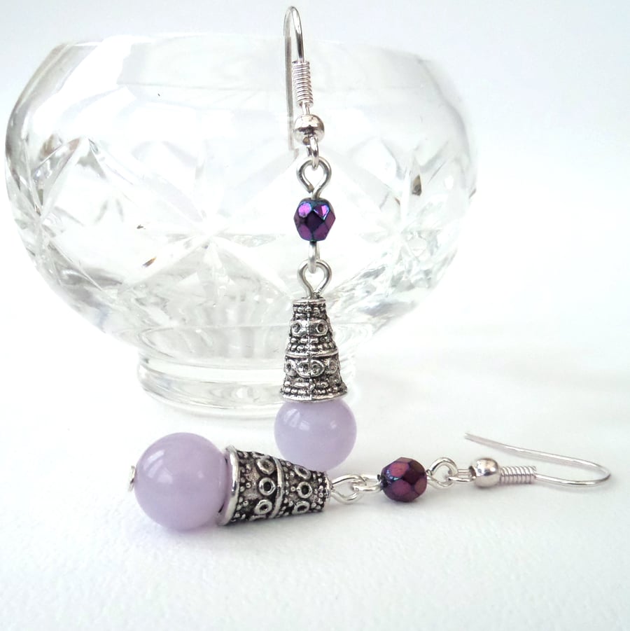 Handmade lavender gemstone earrings