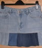 Jean Skirt M Blue Mini Unique Handmade upcycled denim  - Image 1