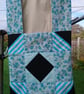 SOLD Patchwork peg bag. Green, aquamarine, black large peg bag shoulder strap.  - Image 2
