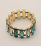 Ombre Crystal Stretch Bracelet Blue Green Glass Crystals Bracelet  - Image 5