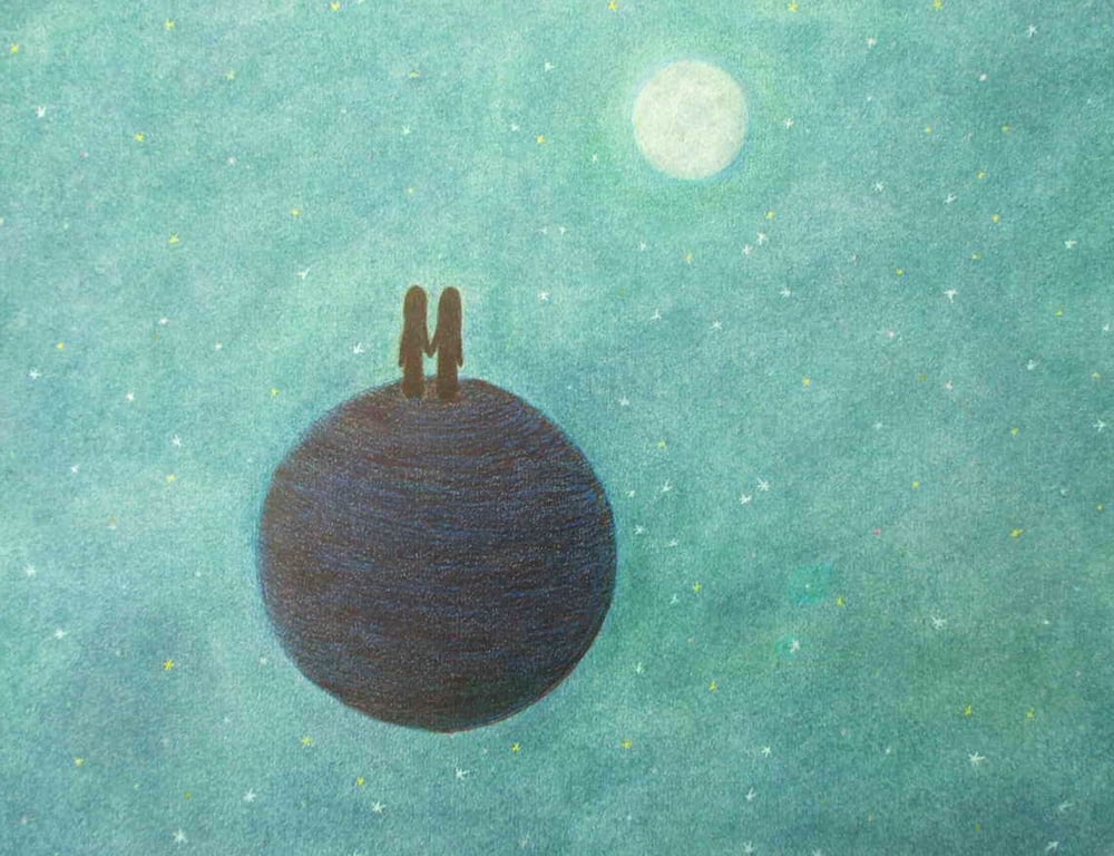 Romantic Moon Space Print, Stars Soul Mate, Gay, Lesbian Gift, Love Art Picture