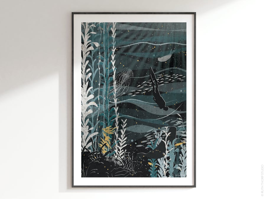Into the Deep Illustrated Art Print 