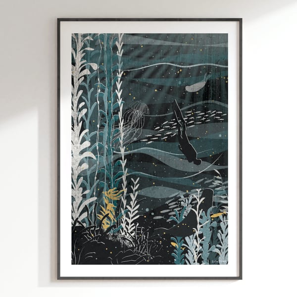 Into the Deep Illustrated Art Print 