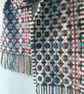 Handwoven Lambswool Scarf in Red and Green, Golfballs 4 - Image 8