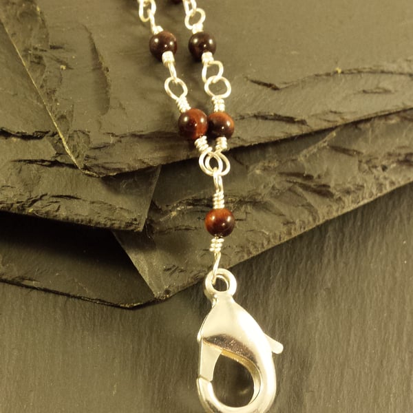 Red Tigers Eye Rosary Link Lanyard chain