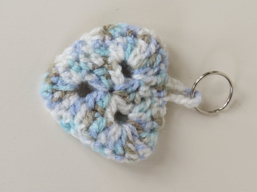 Crochet heart key ring
