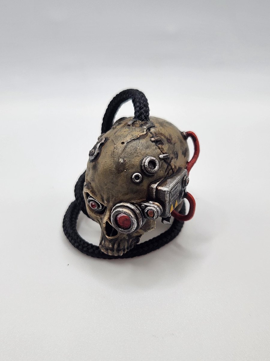 Cyber Skull Rear View Mirror Charm 3D Printed Hand-Painted Car Accessory