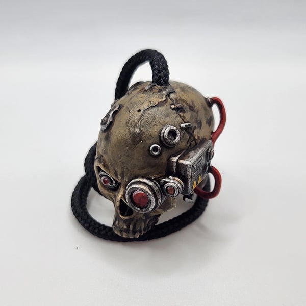 Cyber Skull Rear View Mirror Charm 3D Printed Hand-Painted Car Accessory