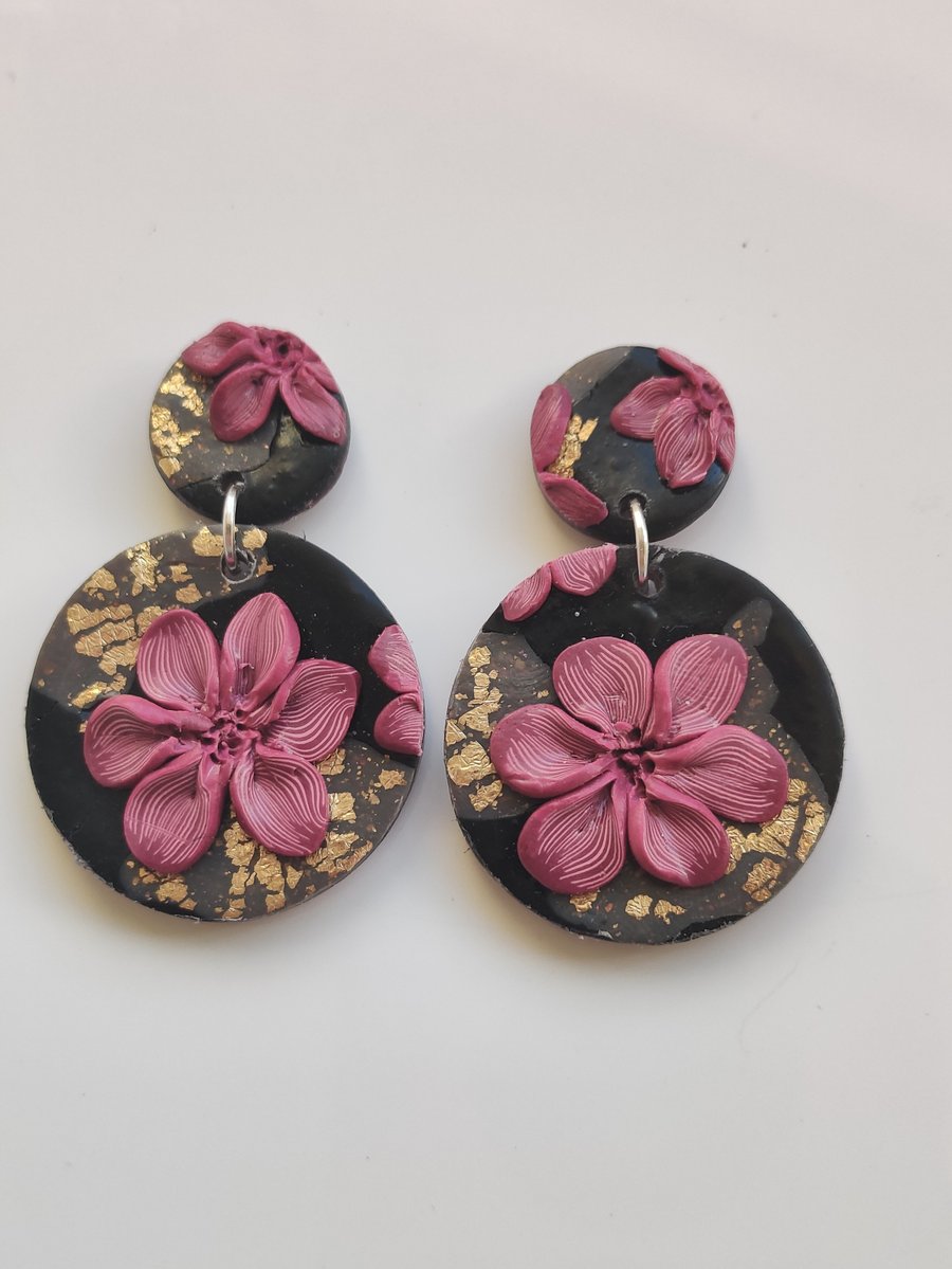 Floral polymer clay earrings
