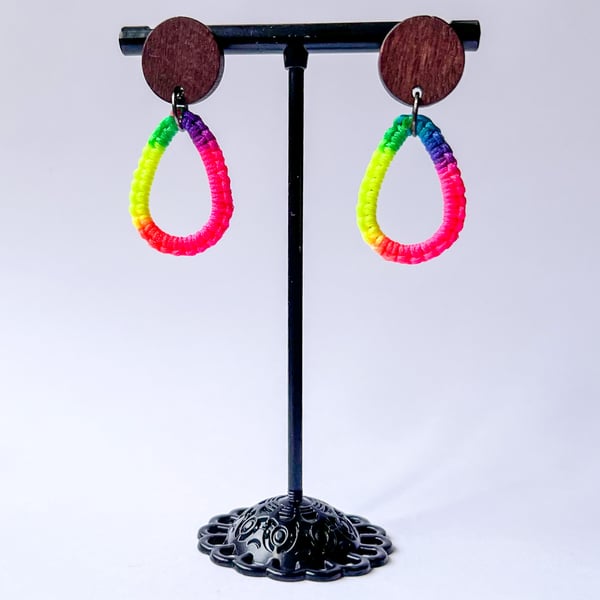 Earrings - Rainbow Macrame Studs FREE UK P&P