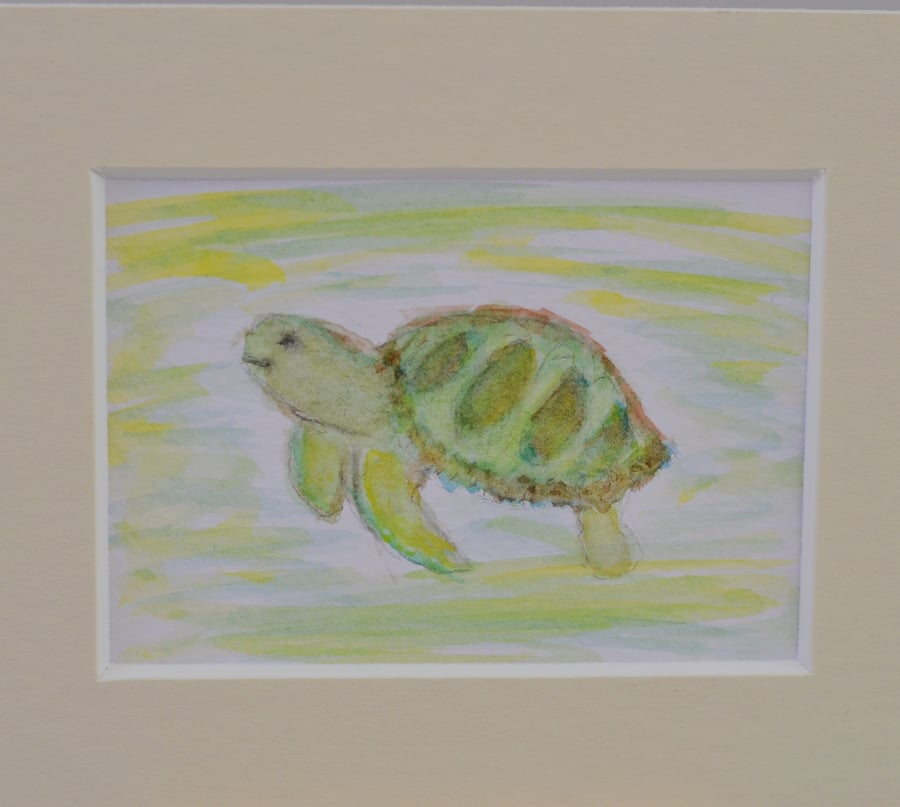 Turtle Abstract Watercolour Painting, 4 x6 Wall Art - 1