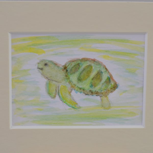 Turtle Abstract Watercolour Painting, 4 x6 Wall Art - 1