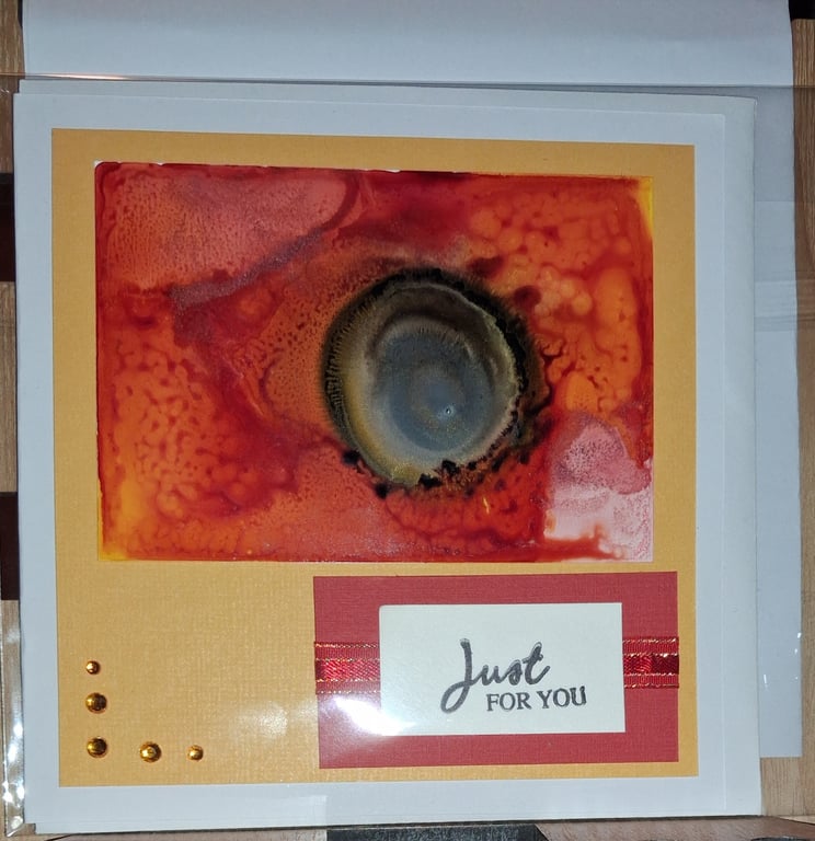 Handmade greetings card made with alcohol inks