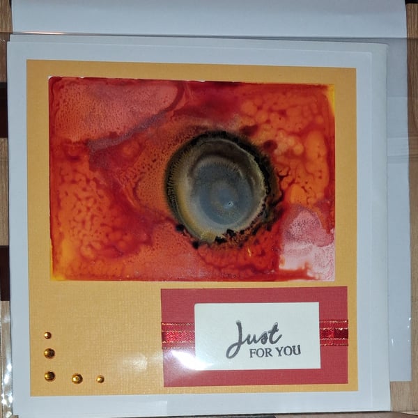 Handmade greetings card made with alcohol inks