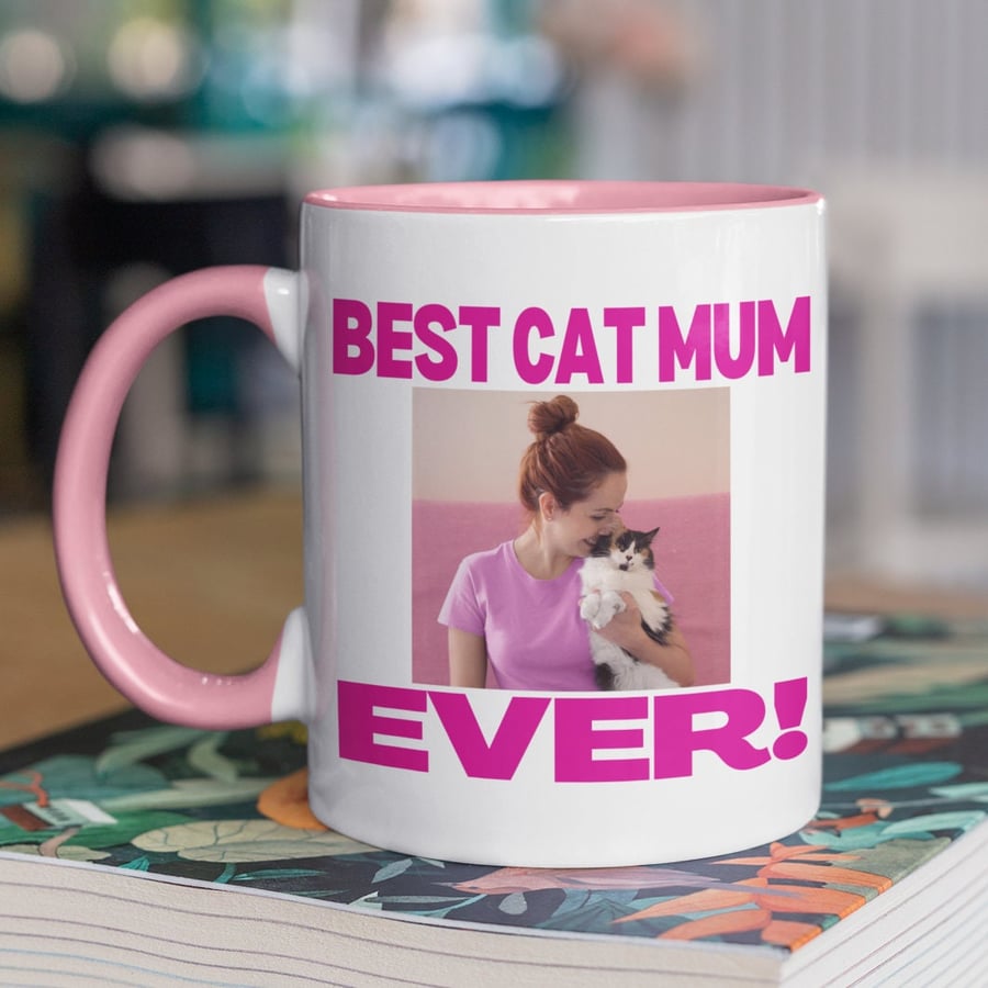 Personalised PHOTO - Best CAT Mum Ever Mug - Personalised Present For Cat Mum