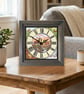 Vintage Style Highland Stag & Deer Scene Square Wooden Wall Clock Handmade 8x8" 