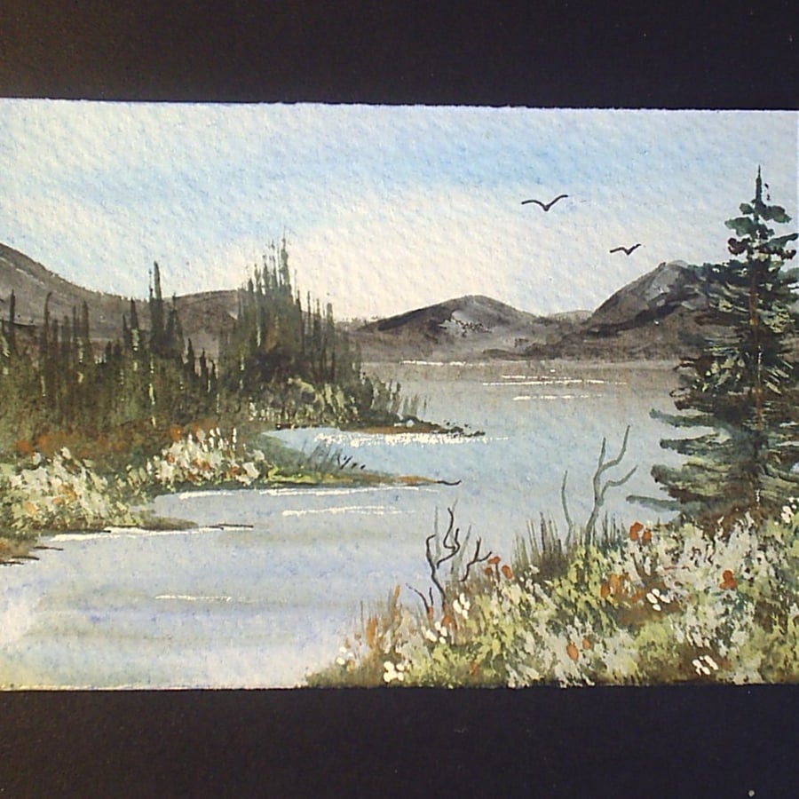 Art painting aceo original paintings river landscape