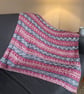 Hand Knitted Fair Isle Baby Blanket Pink Grey Cream Pram Blanket