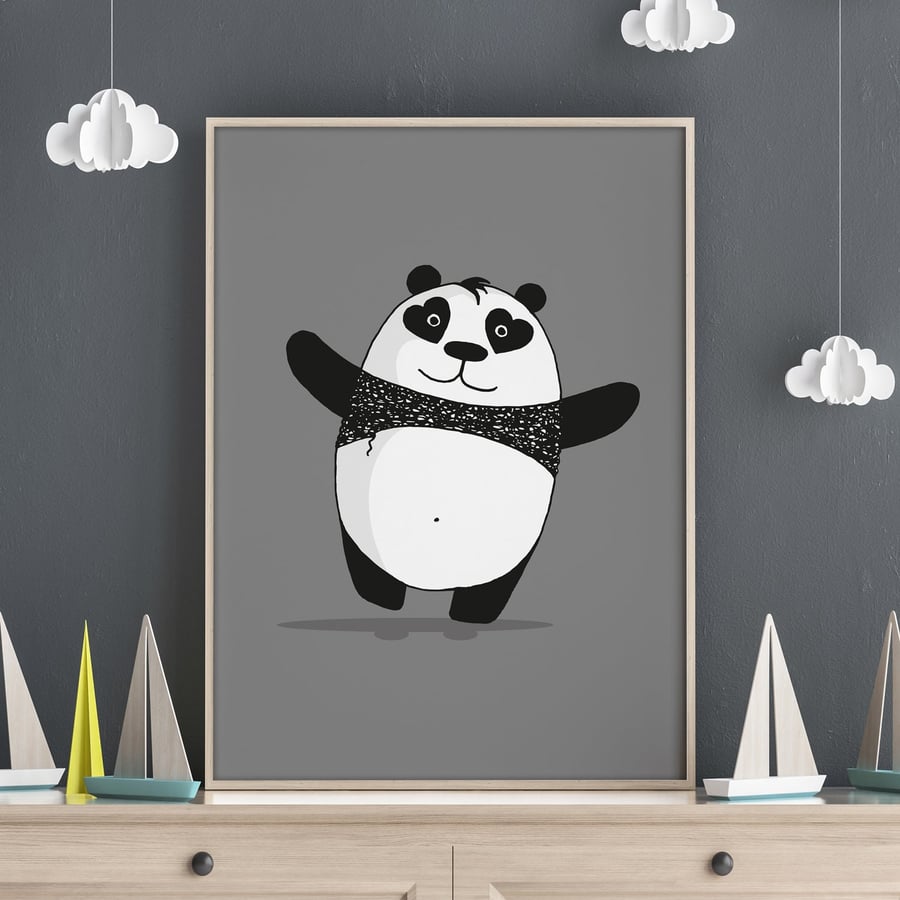 Hug Me Panda Wall Art Print, Nursery Print, Panda Print, Panda Wall Art