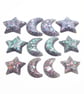 12 Handmade Celestial Charms in Purple, Blue & Pink