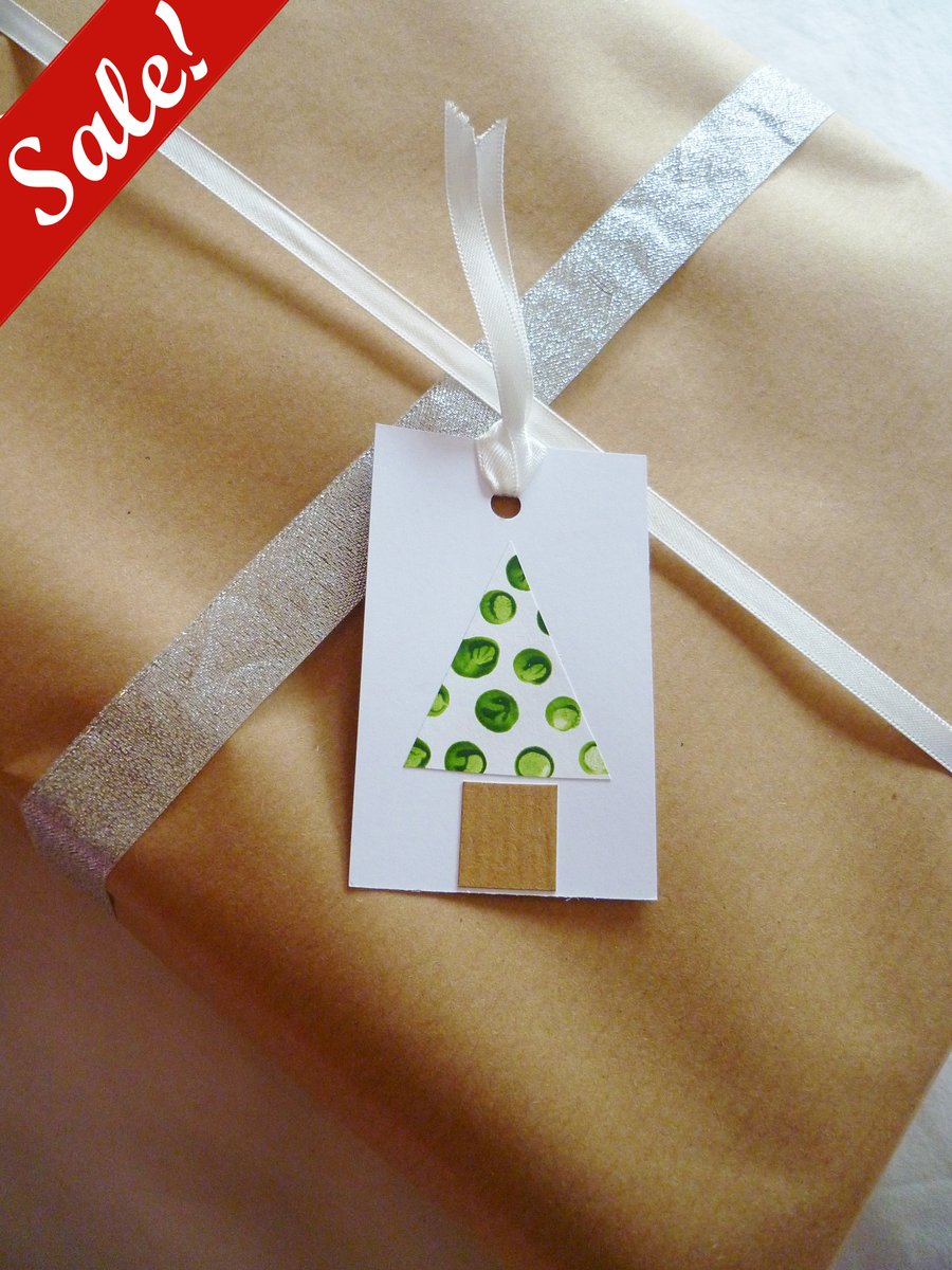 Sale - Set of Ten Christmas Tree Tags - Green