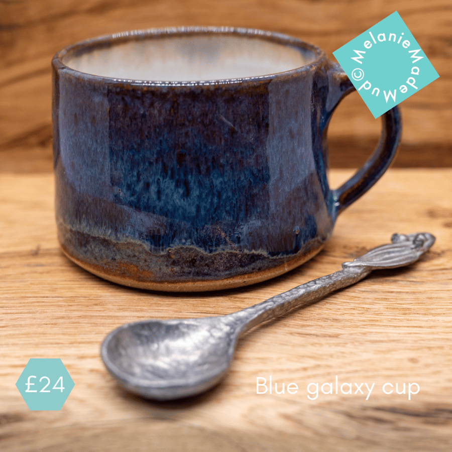 Handmade Ceramic Cup - blue galaxy