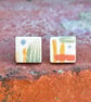 Handmade ceramic earrings square  - Image 2