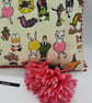 Crazy cats 16" cushion cover with pink bobble trim, free uk delivery.    - Image 2