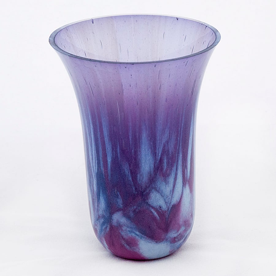 Purple Marbled Decorative Kiln Formed Drop Vase 