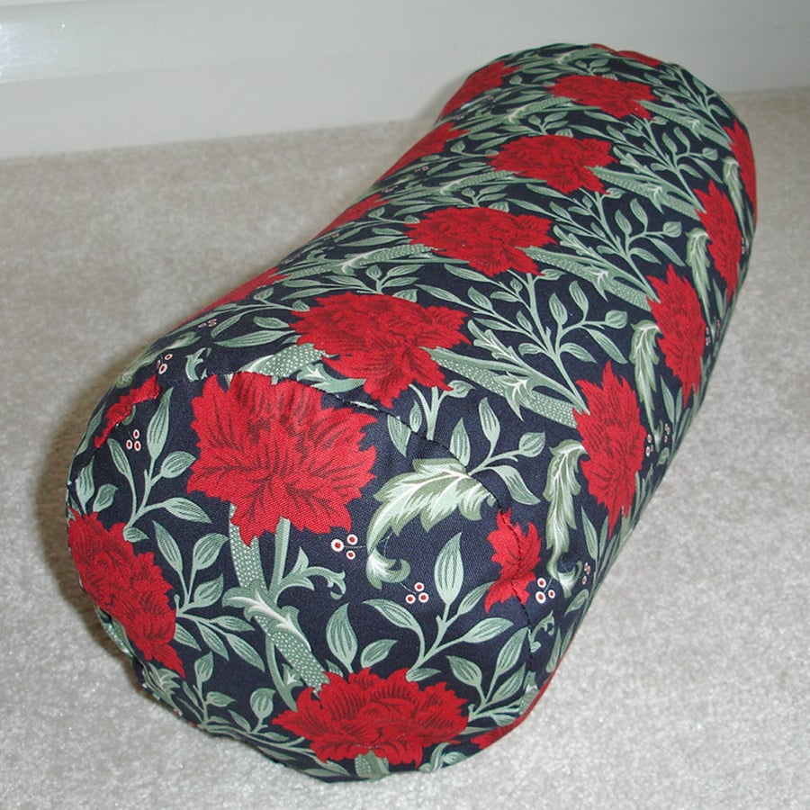 William Morris Bolster Cushion COVER Hammersmith 16" x 6" Cylinder Red Black