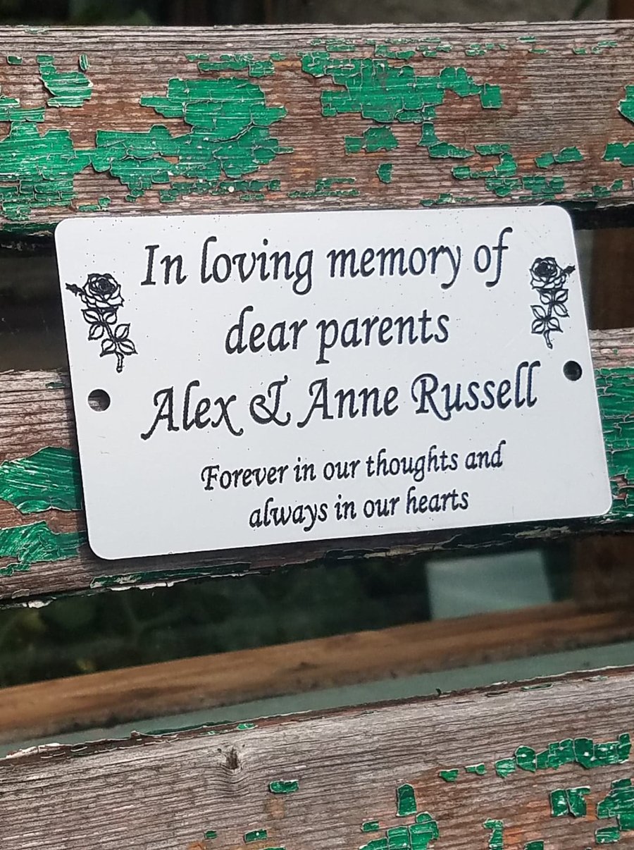 Engraved Memorial  Bench Plaque Memorial Memorial bench Dedication plaque