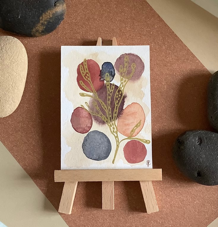 Aceo “Golden Weed” hand painted original artwork